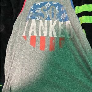 American Eagle Outfitters Gray Tank Top with Patriotic Design